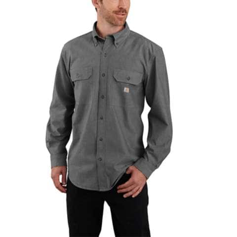 LOOSE FIT MIDWEIGHT CHAMBRAY LONG-SLEEVE SHIRT - front