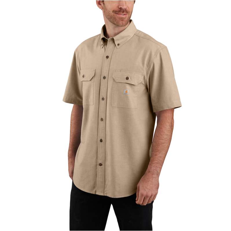 Carhartt  Dark Tan Chambray Loose Fit Midweight Chambray Short-Sleeve Shirt