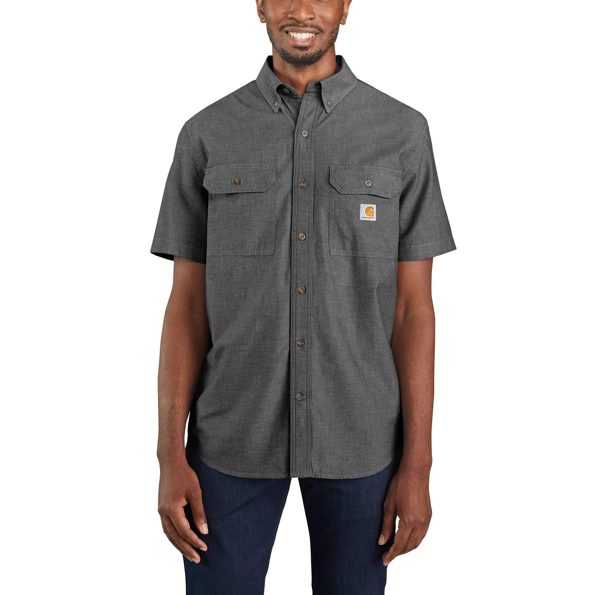 Carhartt Men's Original Fit Midweight Short-Sleeve Button-Front Shirt - Dark Tan Chambray,XL