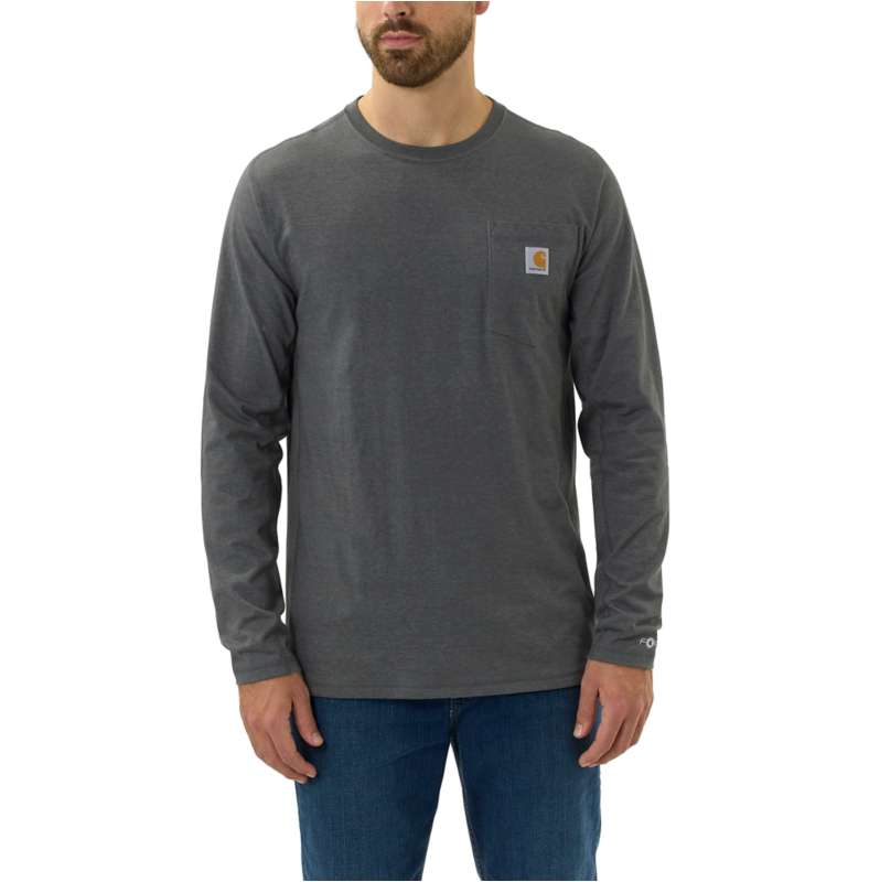 Carhartt  Carbon Heather Carhartt Force™ Relaxed Fit Midweight Long-Sleeve Pocket T-Shirt