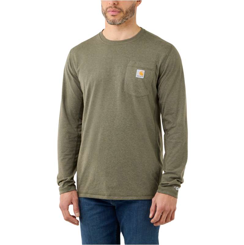 Carhartt  Basil Heather Carhartt Force™ Relaxed Fit Midweight Long-Sleeve Pocket T-Shirt