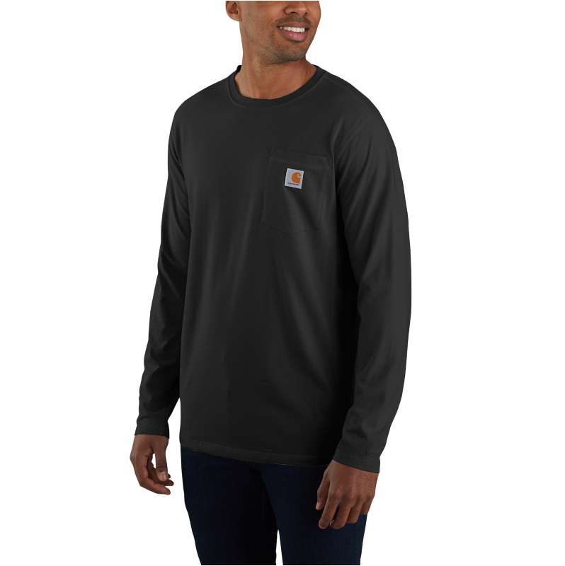 Carhartt  Black Carhartt Force™ Relaxed Fit Midweight Long-Sleeve Pocket T-Shirt