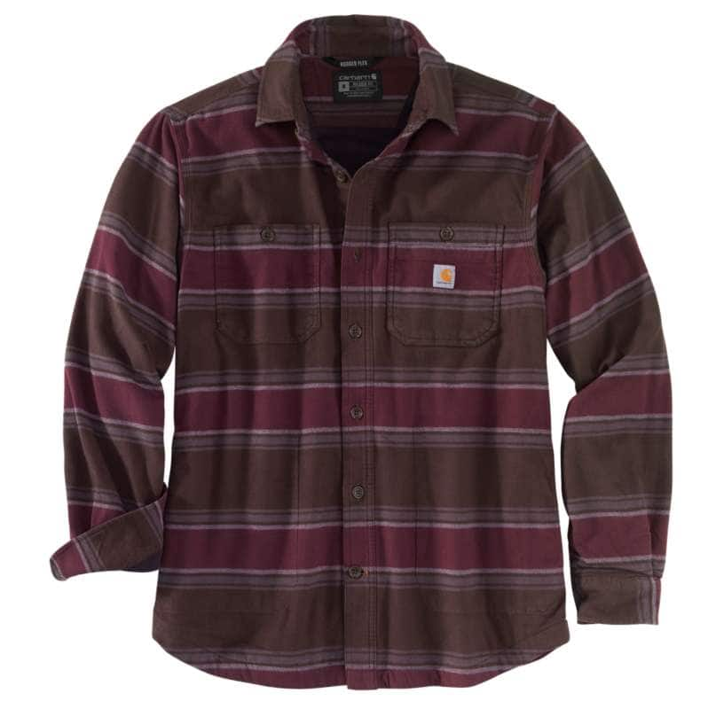 Carhartt  Dark Brown Stripe Rugged Flex™ Relaxed Fit Midweight Flannel Fleece-Lined Shirt