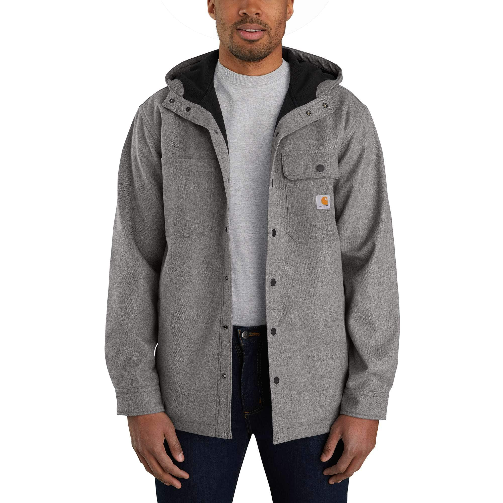 RUGGED FLEX™ RELAXED FIT FLANNEL FLEECE LINED HOODED SHIRT JAC