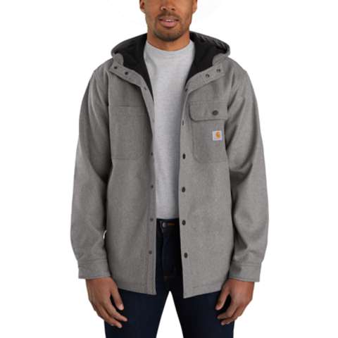 RELAXED FIT DENIM FLEECE LINED SNAP-FRONT SHIRT