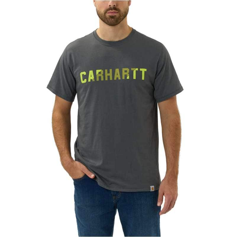 Carhartt  Carbon Heather Carhartt Force™ Relaxed Fit Midweight Short-Sleeve Block Logo Graphic T-Shirt