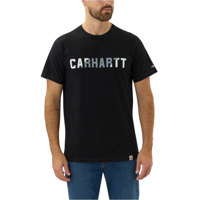 Carhartt  Black Carhartt Force™ Relaxed Fit Midweight Short-Sleeve Block Logo Graphic T-Shirt