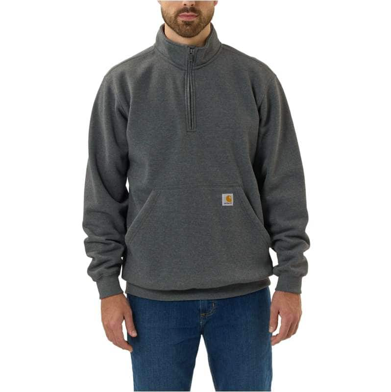 Carhartt  Carbon Heather Loose Fit Midweight Quarter Zip Mock Neck Sweatshirt