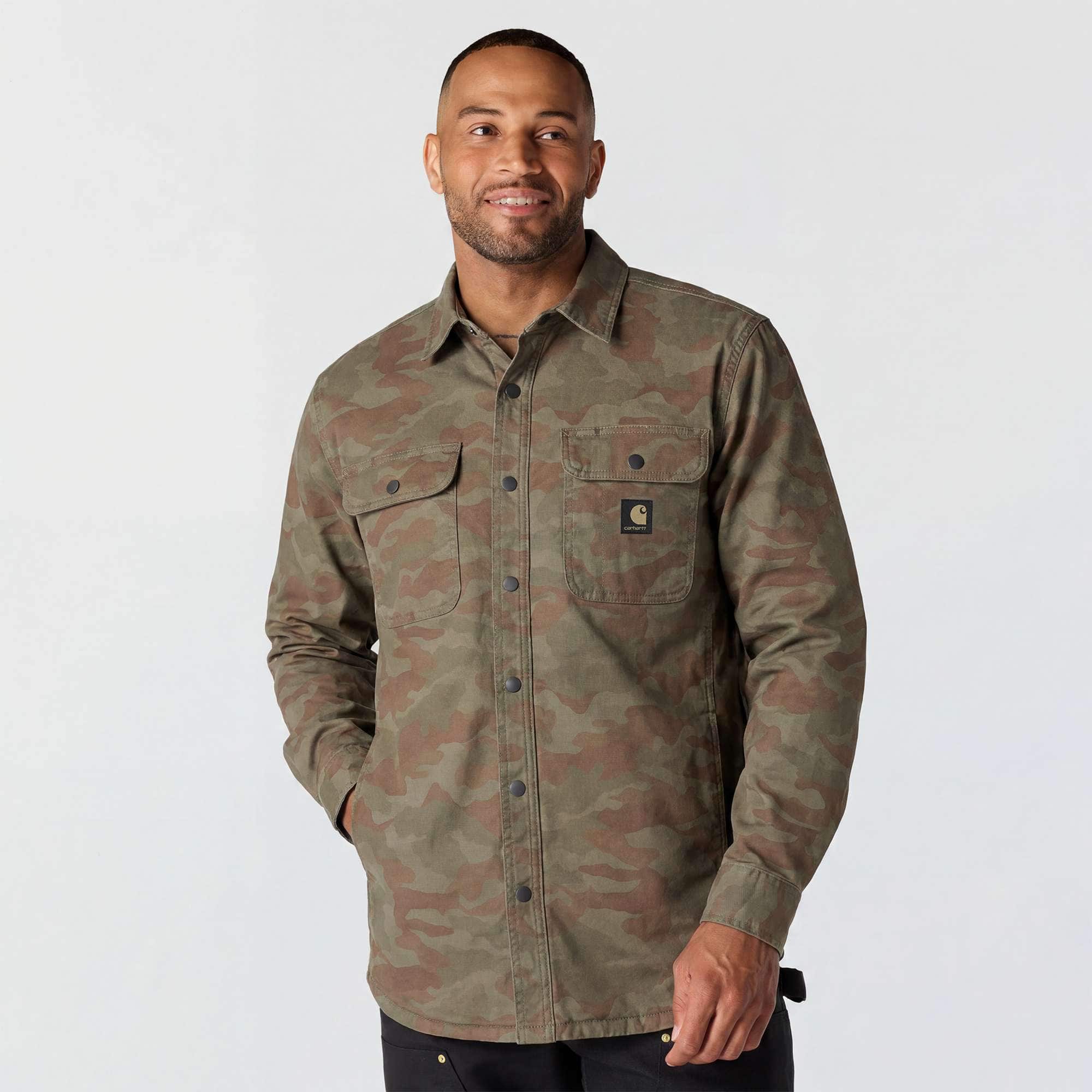 Carhartt Sobrecamisa Rugged Flex™ de lona con forro polar, de corte holgado