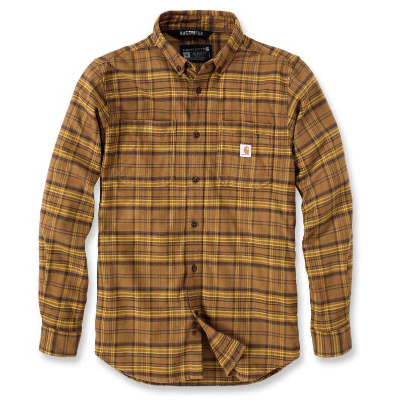 Carhartt  Oak Brown Rugged Flex™ Relaxed Fit Midweight Flannel Long-Sleeve Plaid Shirt