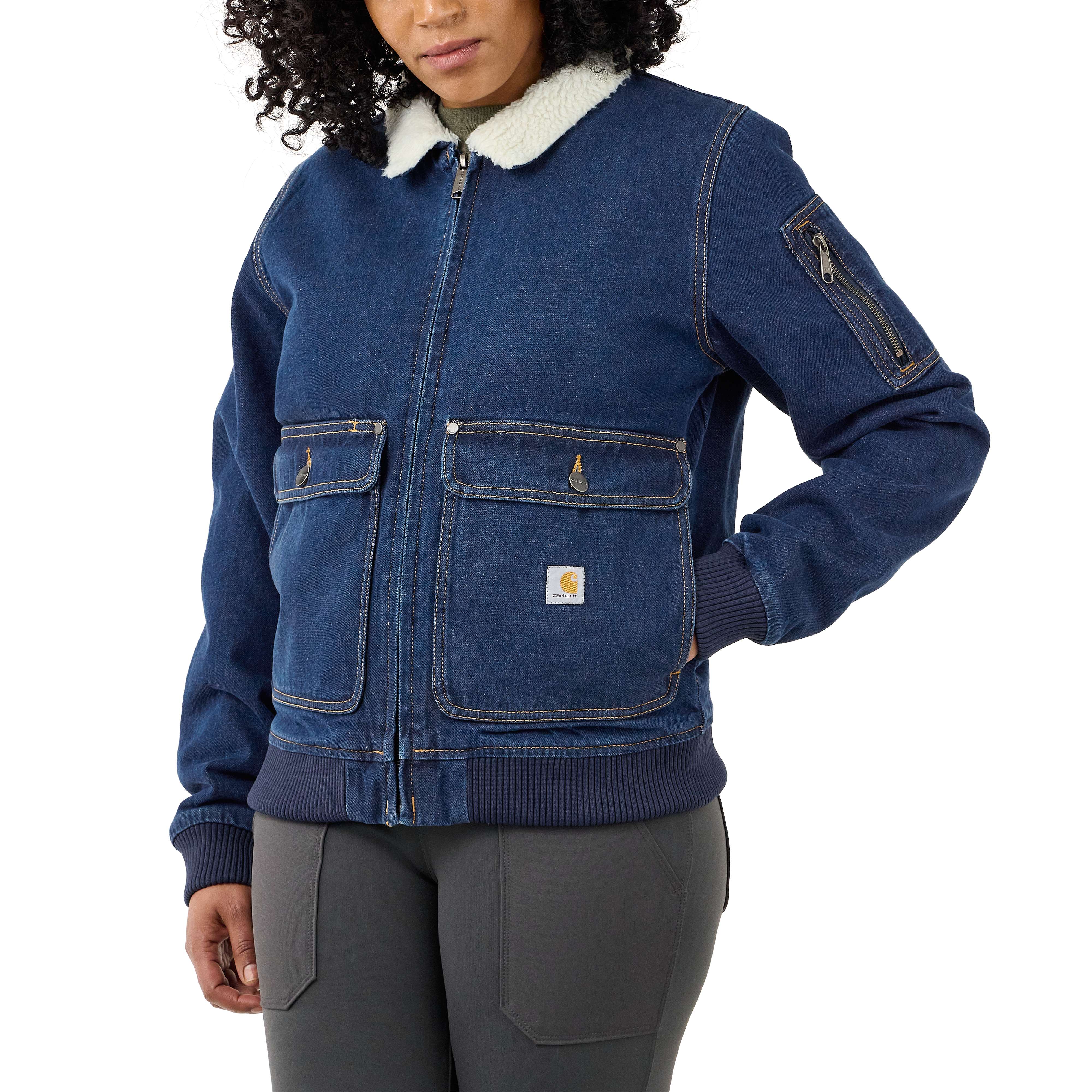 Carhartt Women's Rugged Flex® Relaxed Fit Denim Sherpa-Lined Jacket - –  WORK N WEAR