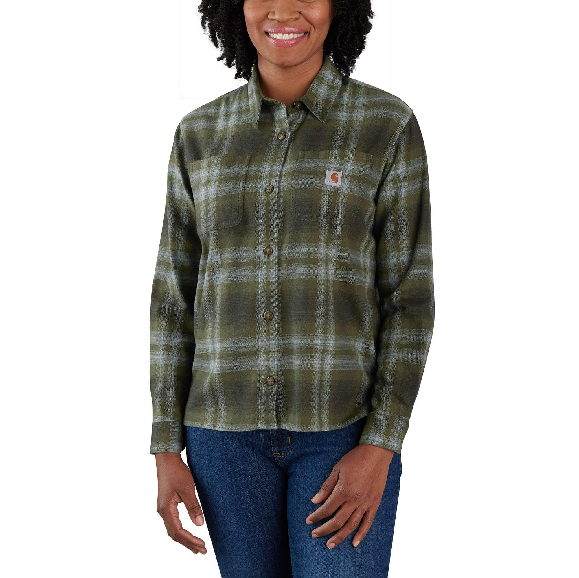 RUGGED FLEX™ LOOSE FIT MIDWEIGHT FLANNEL LONG-SLEEVE PLAID SHIRT 