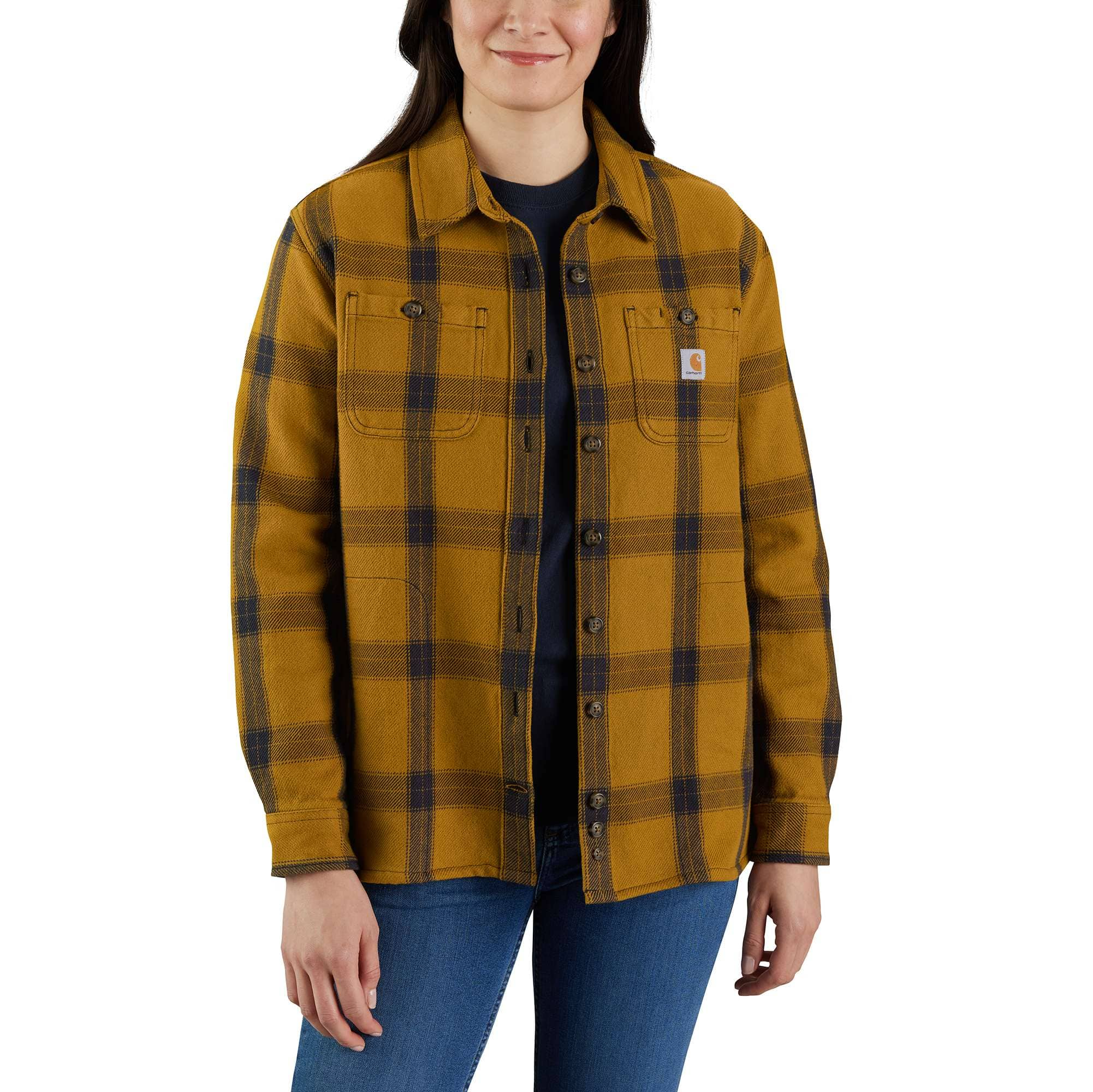 Carhartt Flannel-Lined Canvas Shirt/Jacket — Carhartt Brown, Large