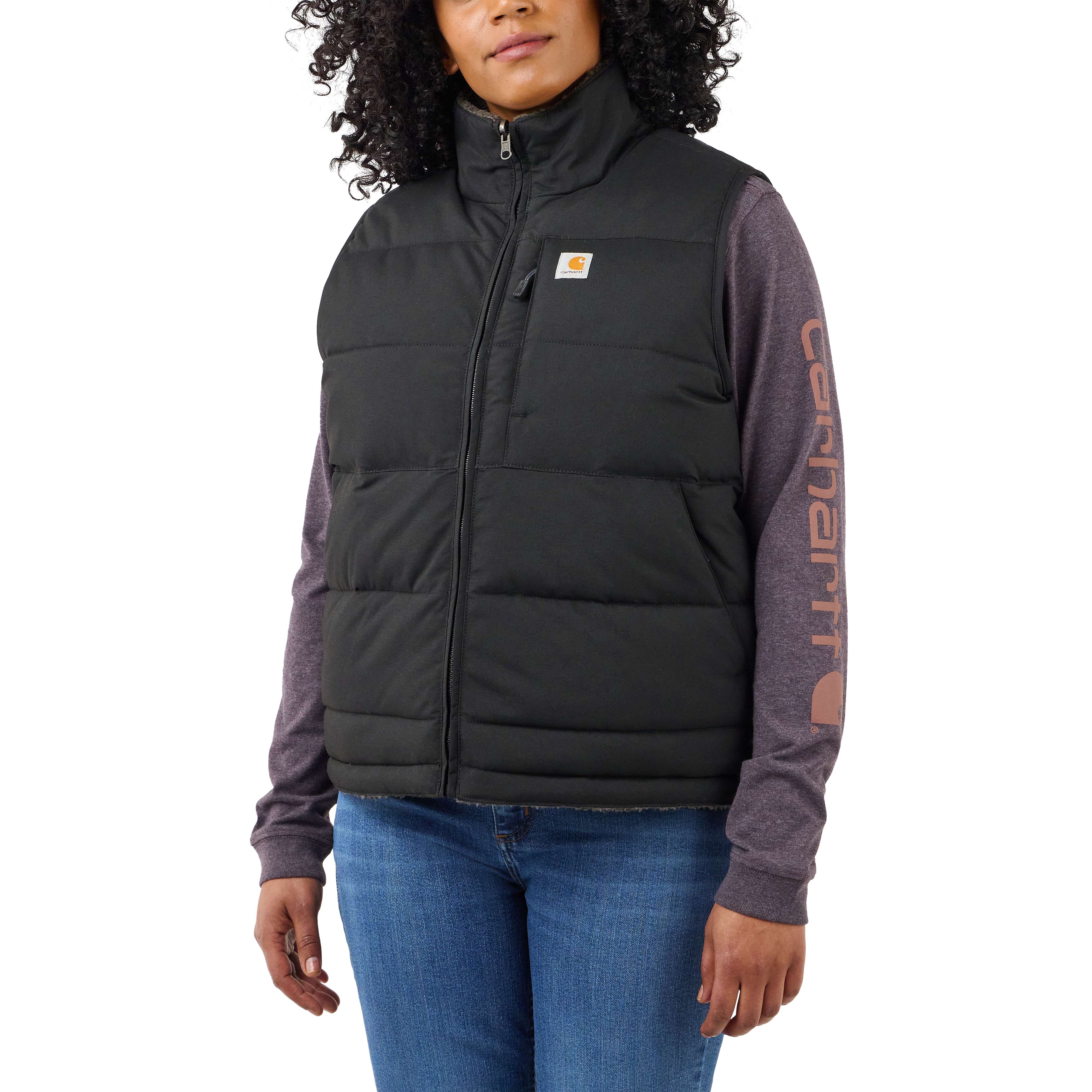 104224 Womens Sherpa Lined Mock Neck Vest Bodywarmer