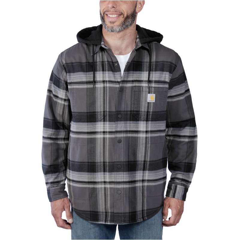 Carhartt  Black Rugged Flex™ Relaxed Fit Flannel Fleece Lined Hooded Shirt Jac