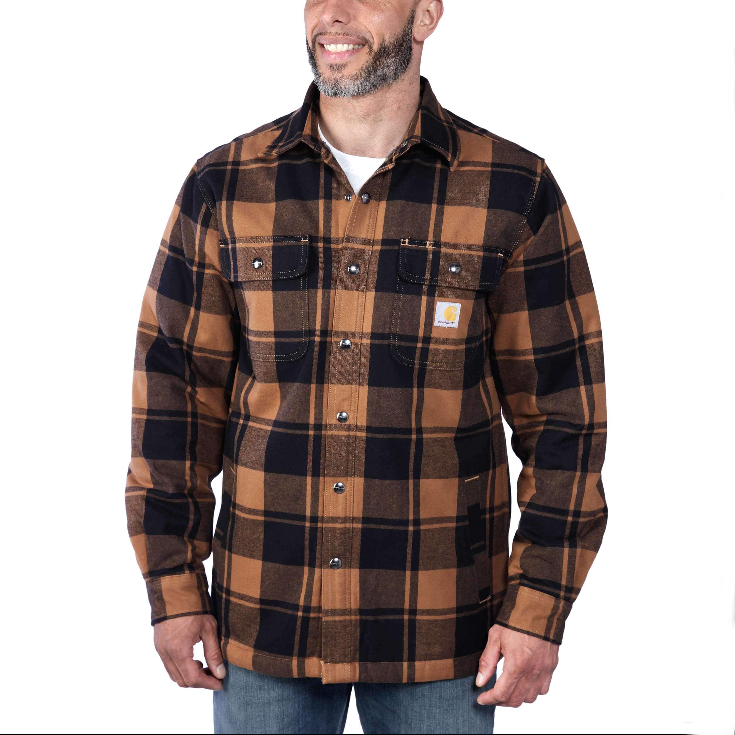 RELAXED FIT HEAVYWEIGHT FLANNEL SHERPA-LINED SHIRT JAC | Carhartt®