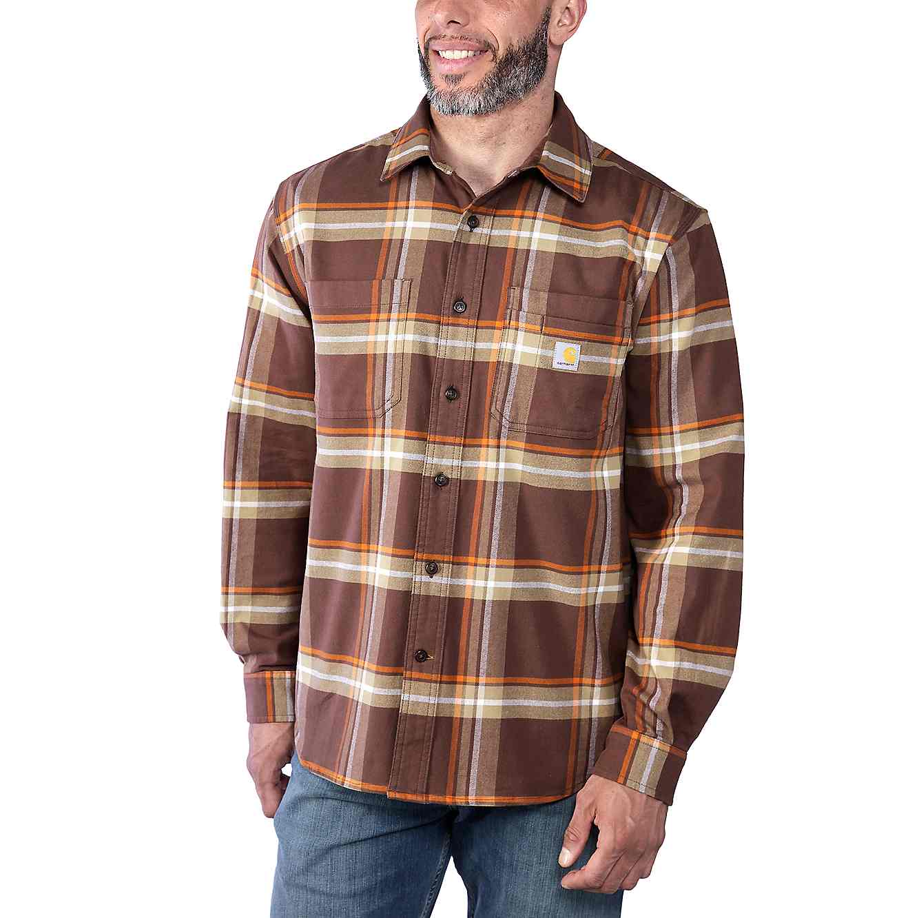 RUGGED FLEX™ RELAXED FIT MIDWEIGHT FLANNEL LONG-SLEEVE PLAID SHIRT 