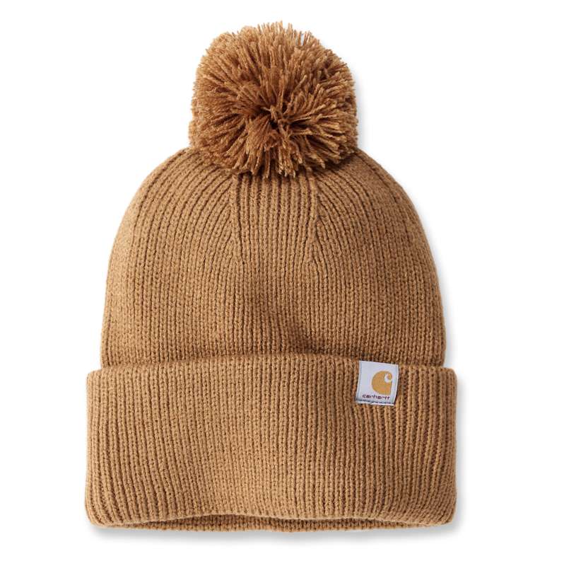 Carhartt  Carhartt Brown Knit Pom-Pom Cuffed Beanie