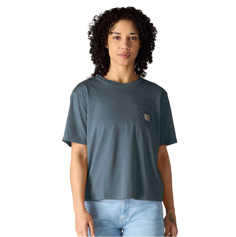 Carhartt  Iron Blue TENCEL™ Fiber Series T-shirt met losse pasvorm