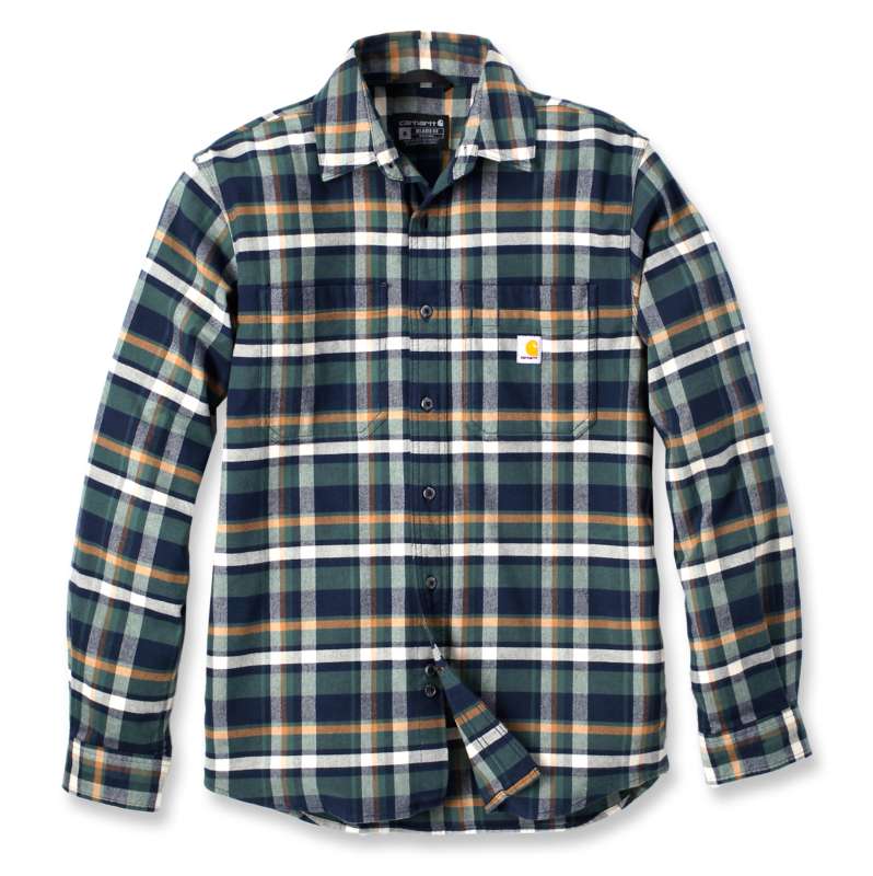 Carhartt  Navy Rugged Flex™ Relaxed Fit Midweight Flannel Long-Sleeve Plaid Shirt