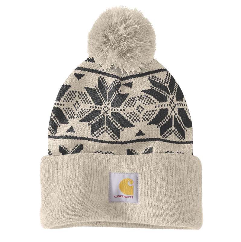 Carhartt  Oat Milk Knit Pom Jacquard Beanie    