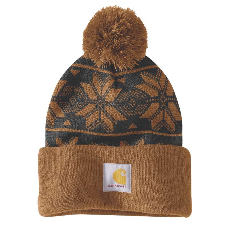 Carhartt  Carhartt Brown Knit Pom Jacquard Beanie    