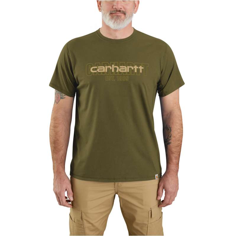 Carhartt  Dark Bronzed Green Maglietta con grafica di media pesantezza Carhartt Force™ relaxed