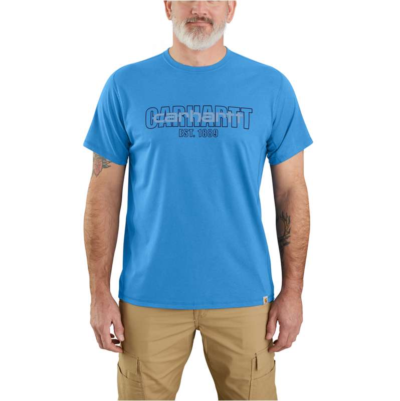 Carhartt  Engineer Blue Heather Carhartt Force™ Relaxed Fit Midweight Short-Sleeve Logo Graphic T-Shirt