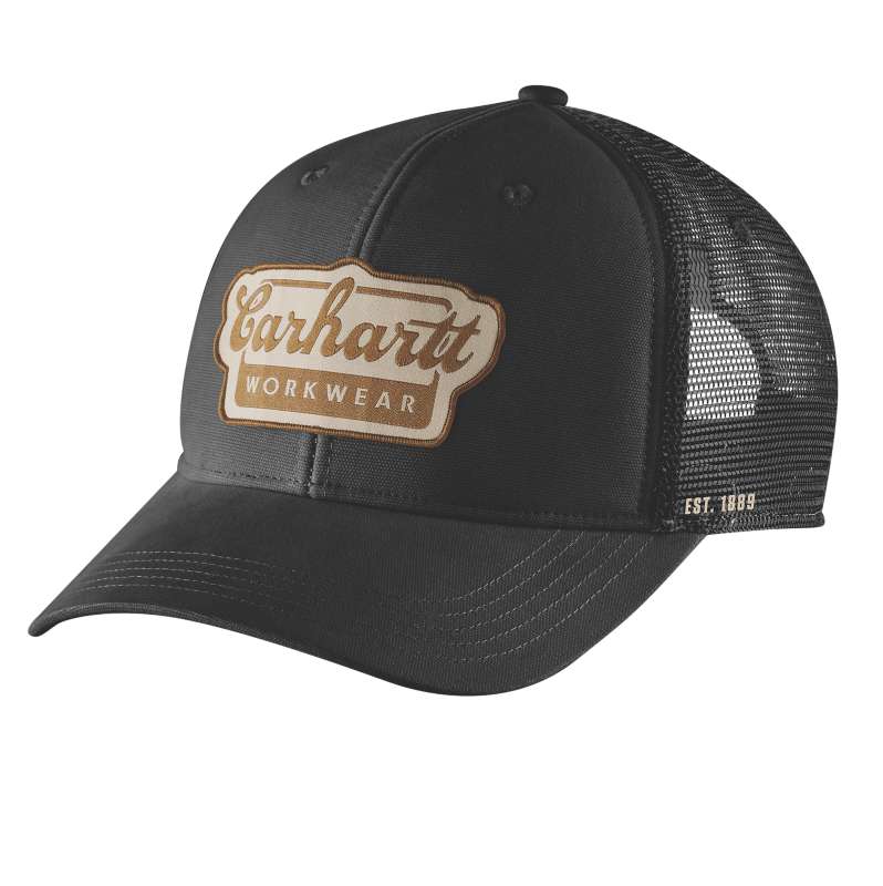 Carhartt  Black Rugged Flex™ Twill Mesh-Back Script Patch Cap