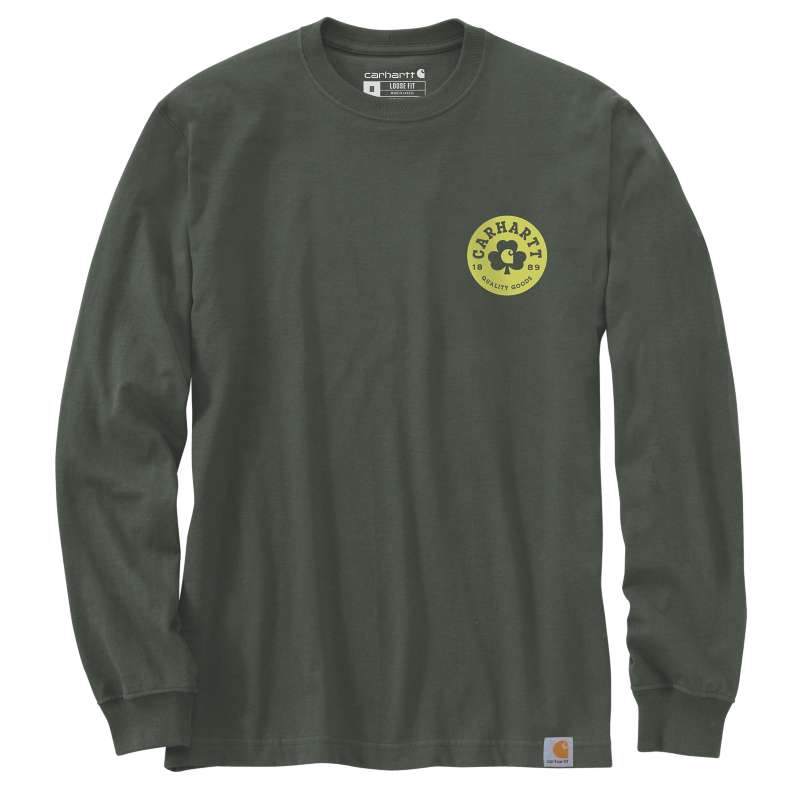 Carhartt  Forestry Green Loose Fit Heavyweight Long-Sleeve Shamrock Graphic T-Shirt