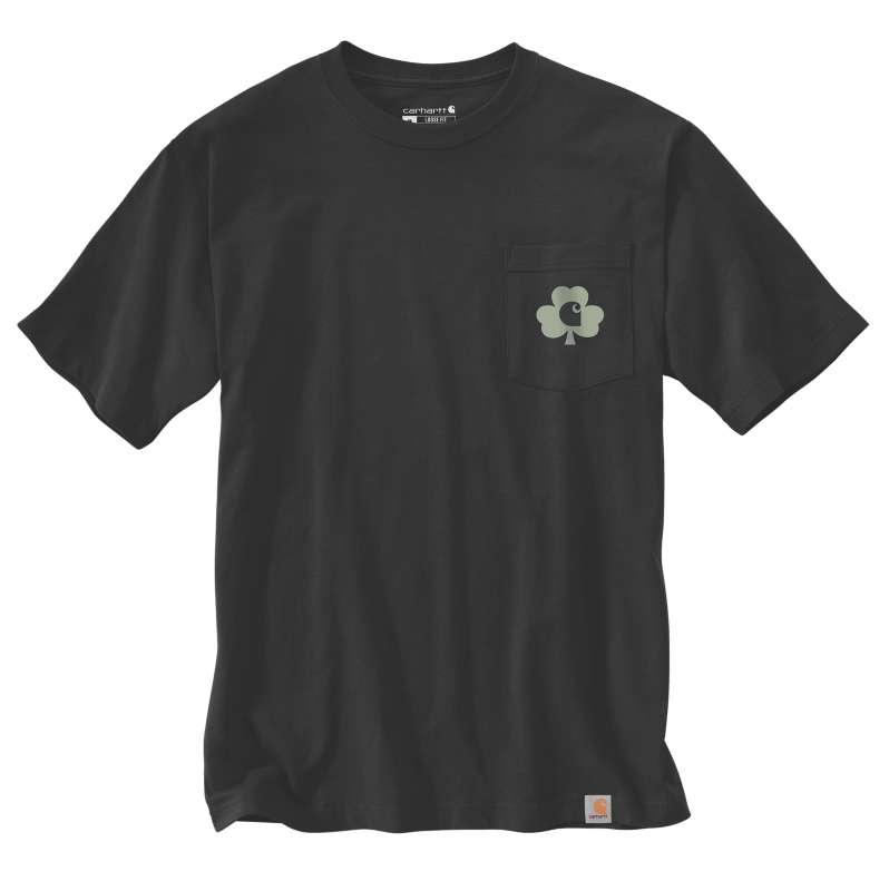 Carhartt  Black Relaxed Fit Heavyweight Short-Sleeve Pocket Shamrock Graphic T-Shirt