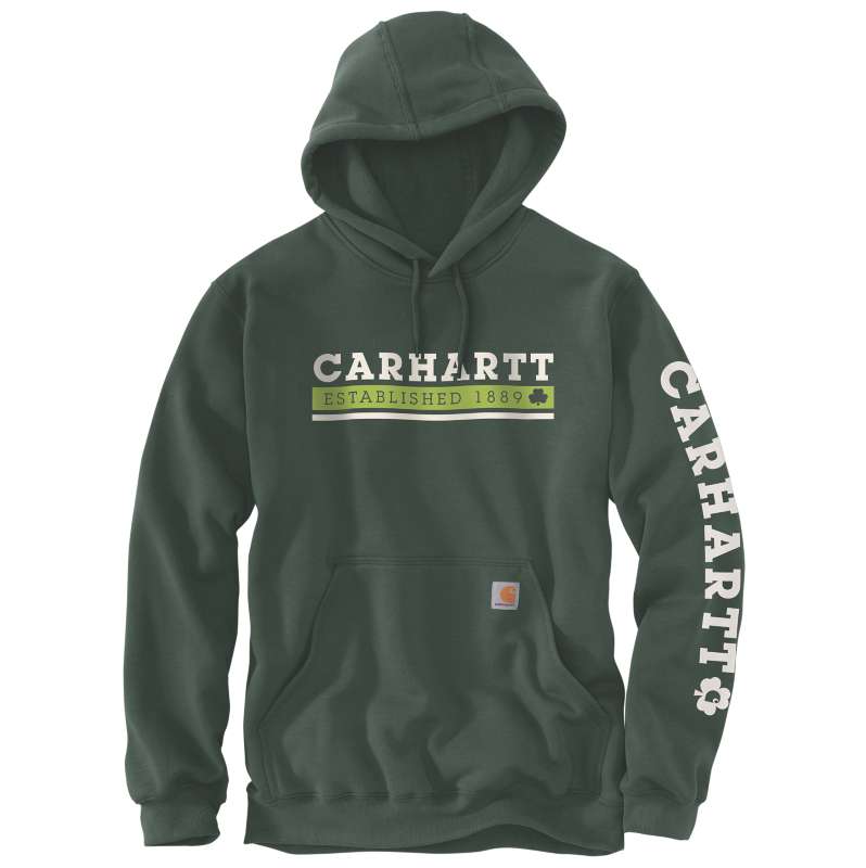 Carhartt  Forestry Green Loose Fit Midweight Hooded Shamrock Graphic Sweatshirt