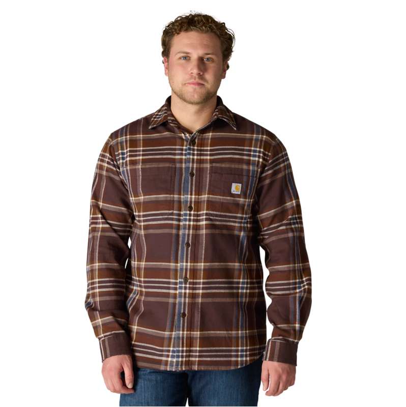 Carhartt  Dark Sepia Rugged Flex™ Relaxed Fit Midweight Flannel Long-Sleeve Plaid Shirt