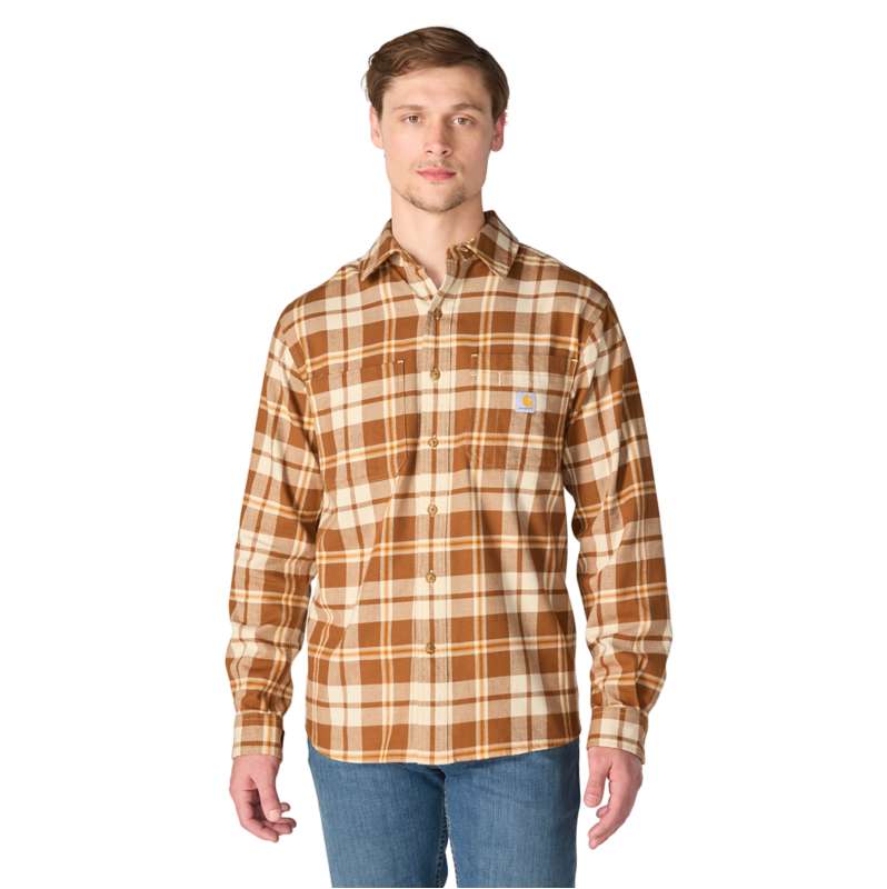 Carhartt  Carhartt Brown Chemise à carreaux à manches longues décontractée en flanelle mi-épaisse Rugged Flex™