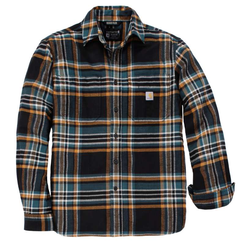 Carhartt  Black Rugged Flex™ Relaxed Fit Midweight Flannel Long-Sleeve Plaid Shirt