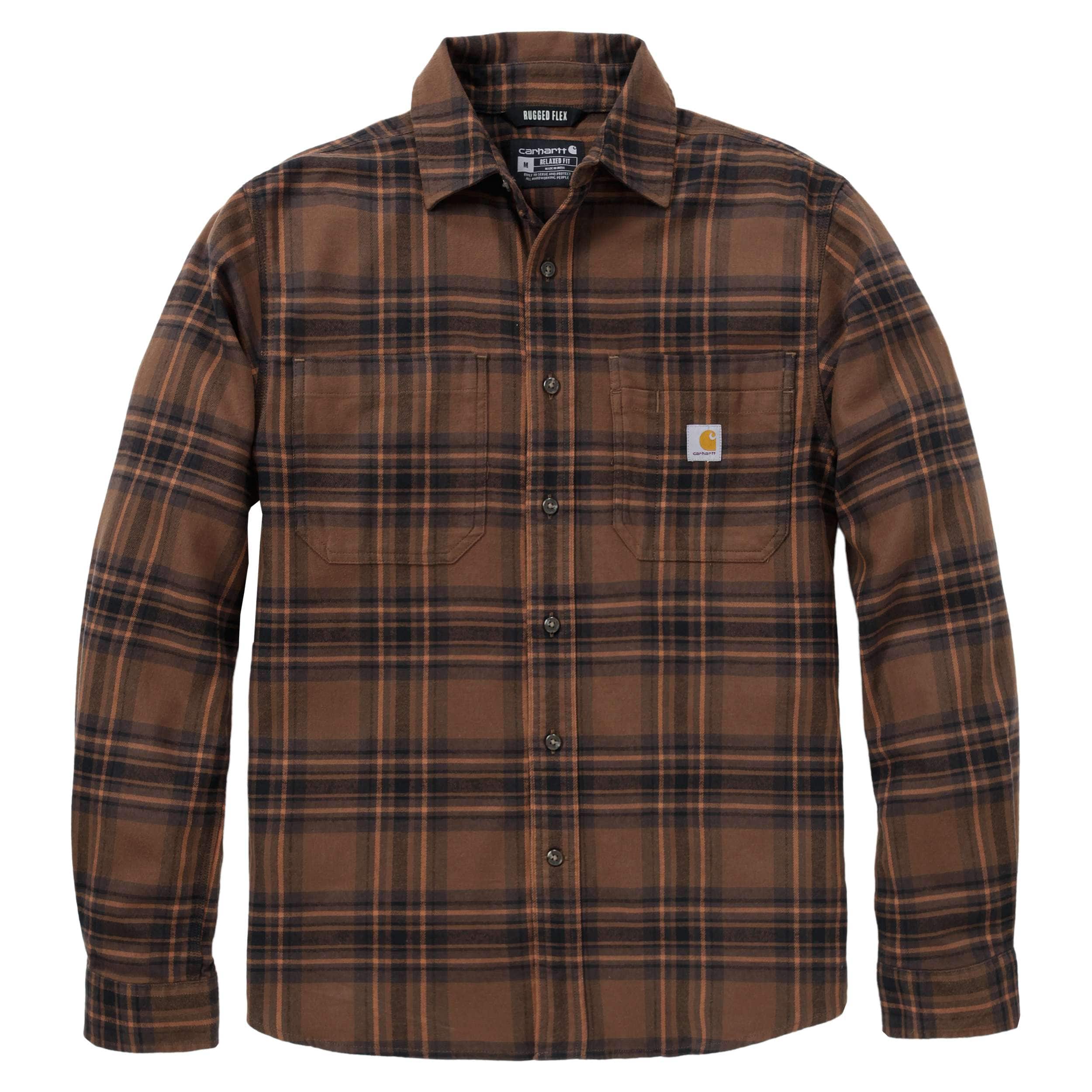 Carhartt Mittelschweres, langärmeliges Rugged Flex™-Karohemd aus Flannel mit lockerer Passform