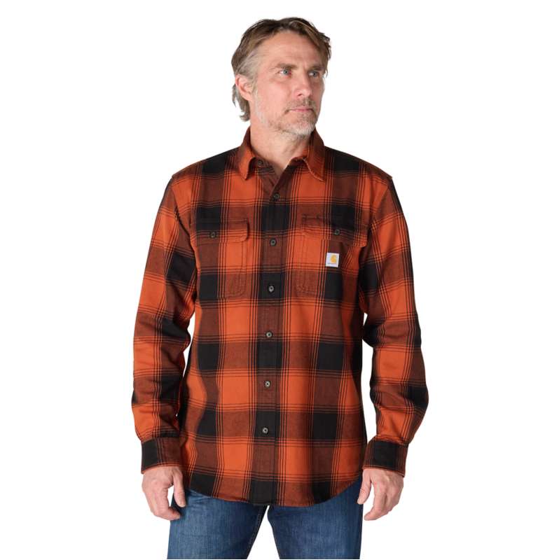 Carhartt  Homestead Red Loose Fit Heavyweight Flannel Long-Sleeve Plaid Shirt