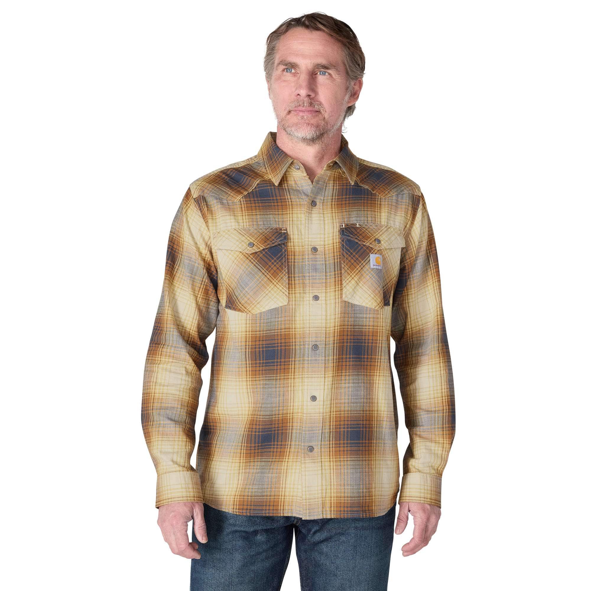 Carhartt Camisa de manga larga y cuadros con botones a presión Montana Rugged Flex™ de gramaje bajo y corte holgado