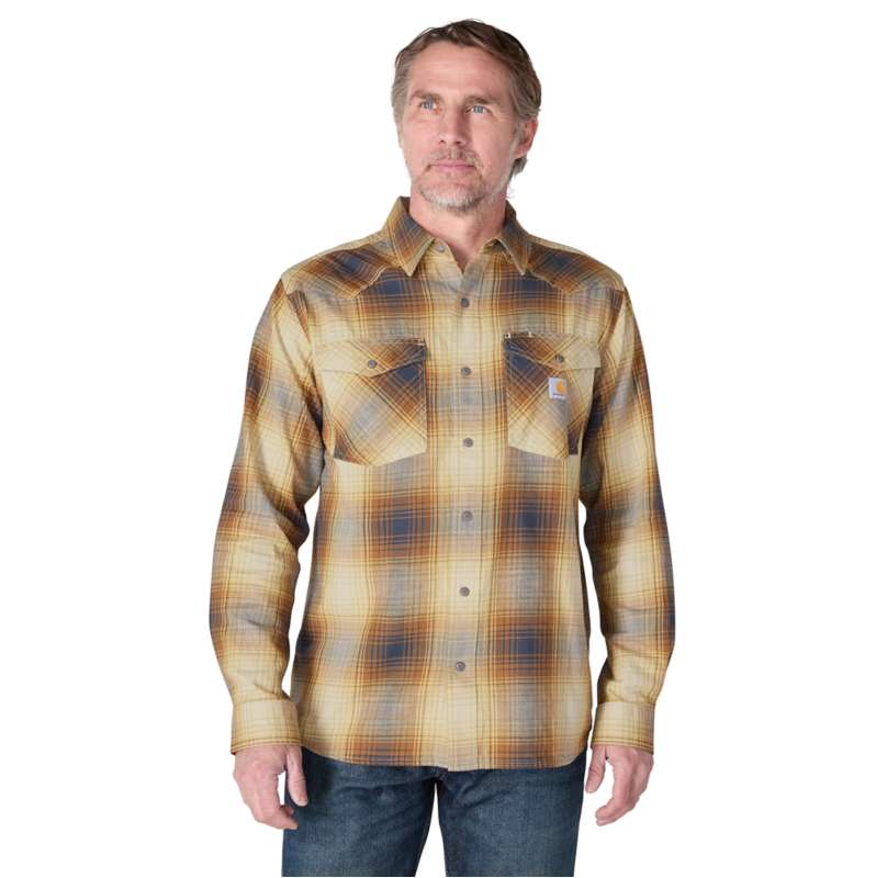 Carhartt  Sandstone Camisa de manga larga y cuadros con botones a presión Montana Rugged Flex™ de gramaje bajo y corte holgado