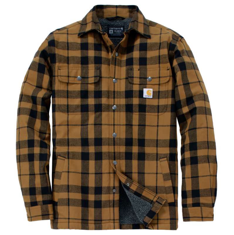 Carhartt  Carhartt Brown Relaxed Fit Flannel Sherpa-Lined Shirt Jac