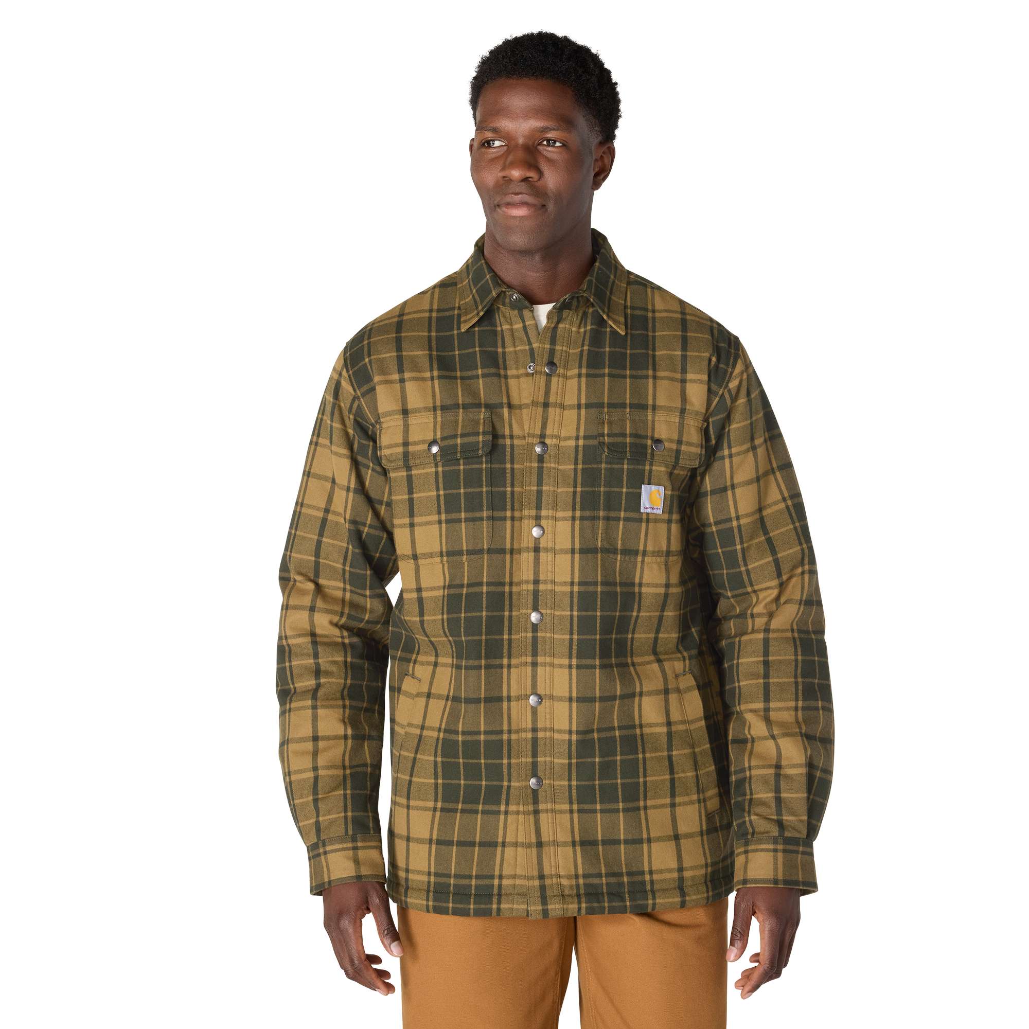 Carhartt Camisa de franela con forro sherpa y corte holgado