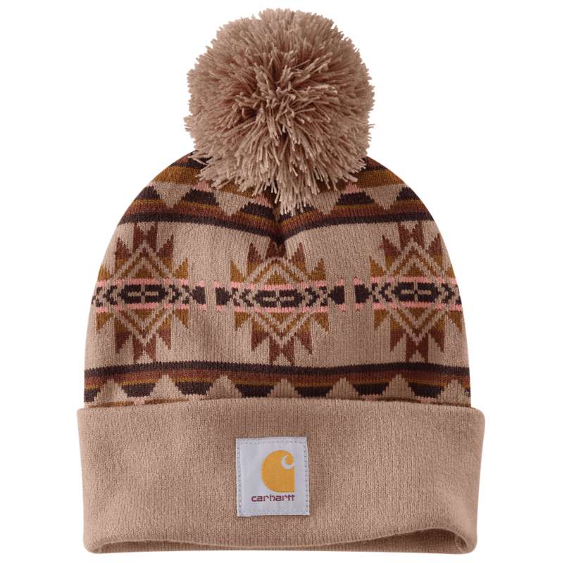 Carhartt  Soft Sepia Bethany Yellowtail Pom Cuffed Beanie