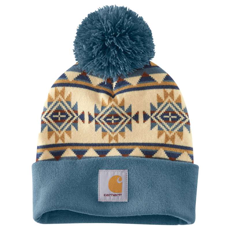 Carhartt  Storm Blue Bethany Yellowtail Pom Cuffed Beanie
