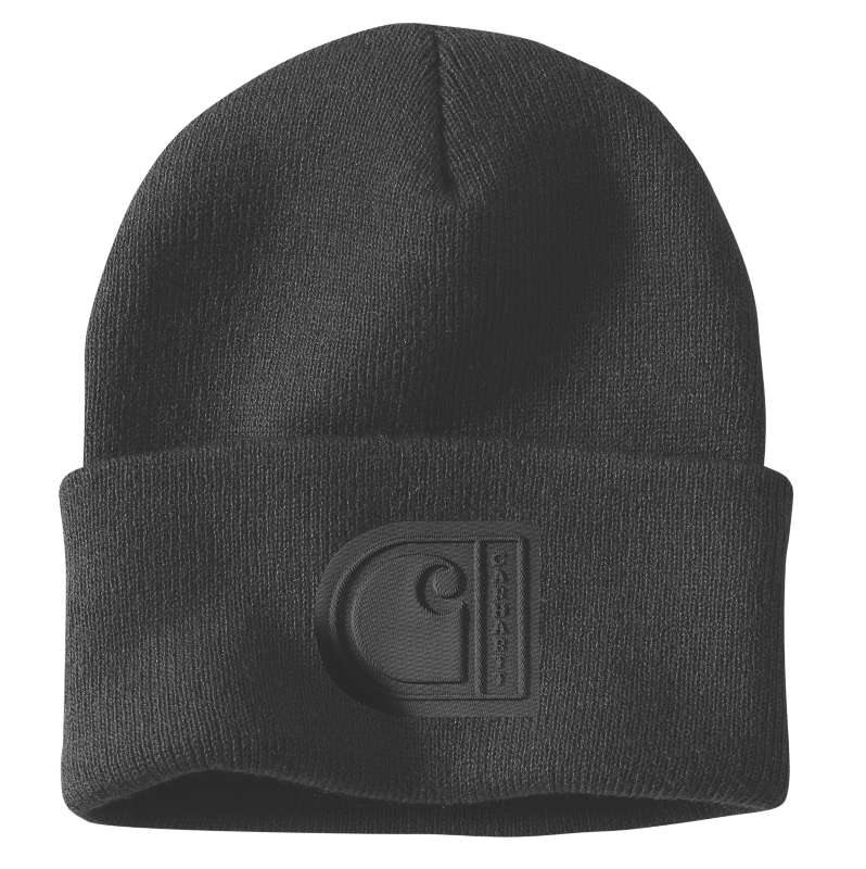 Carhartt  Black Knit Cuffed C Patch Beanie