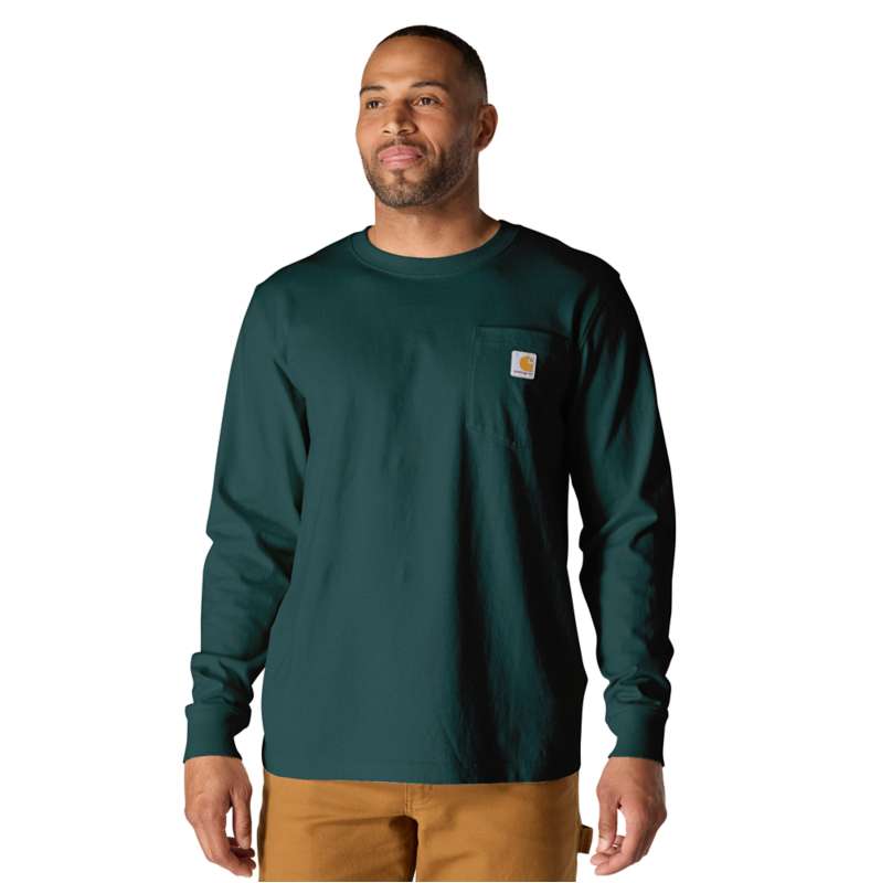 Carhartt  Greenstone Heather Relaxed Fit Heavyweight Long-Sleeve Pocket Outdoor Graphic T-Shirt