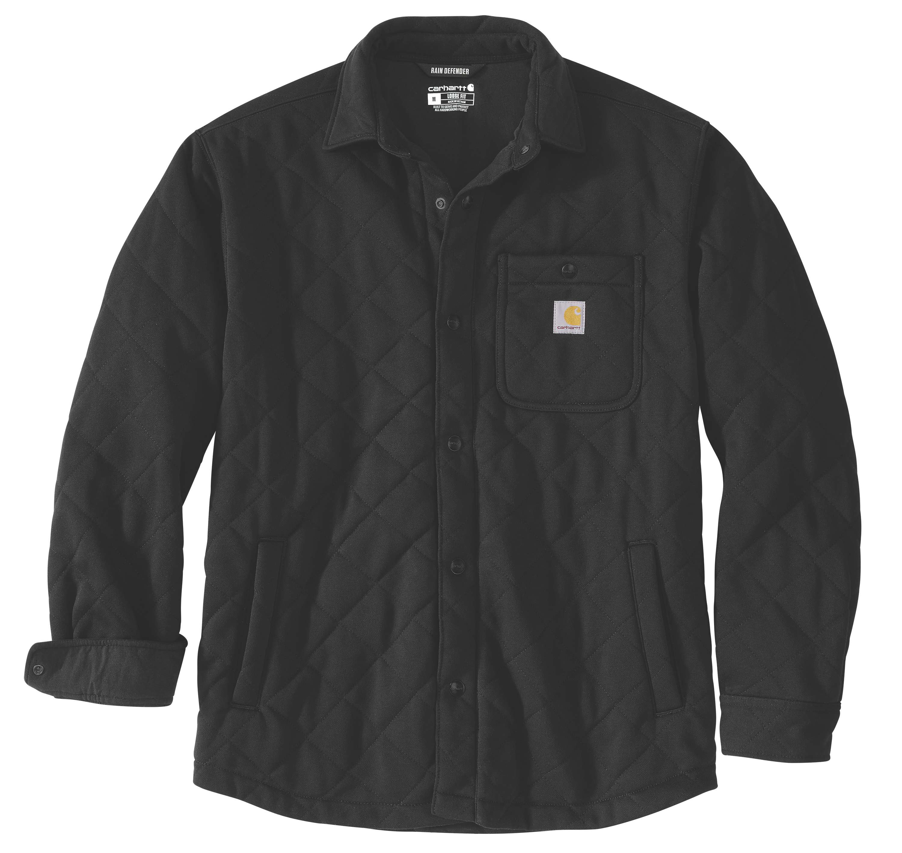 Carhartt Male Jacket - rain defender™ loose fit heavyweight quilted snap front shirt jac - Black - XL