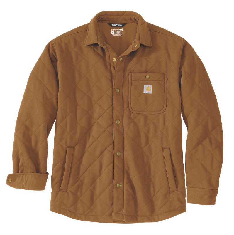 Carhartt  Carhartt Brown Rain Defender™ Loose Fit Heavyweight Quilted Snap Front Shirt Jac