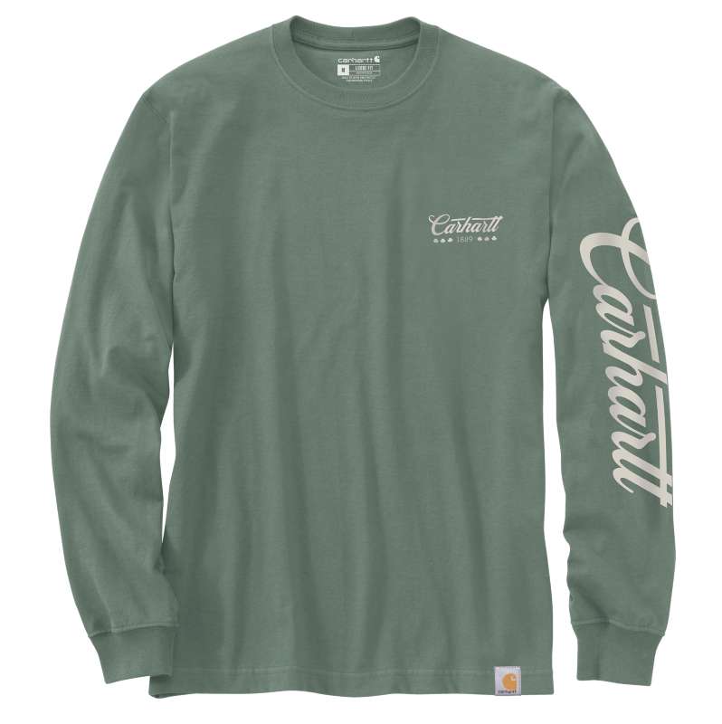Carhartt  Green Slate Dearborn LS loose T-shirt met klavers
