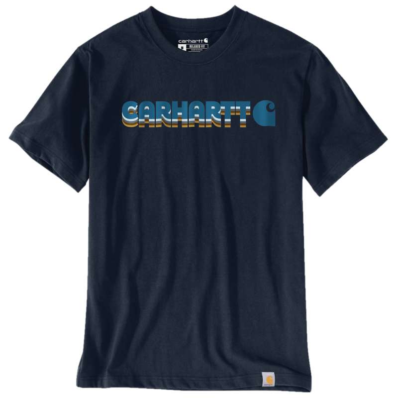 Carhartt  Navy Irvine-T-Shirt mit Layered-Logo und Relaxed Fit