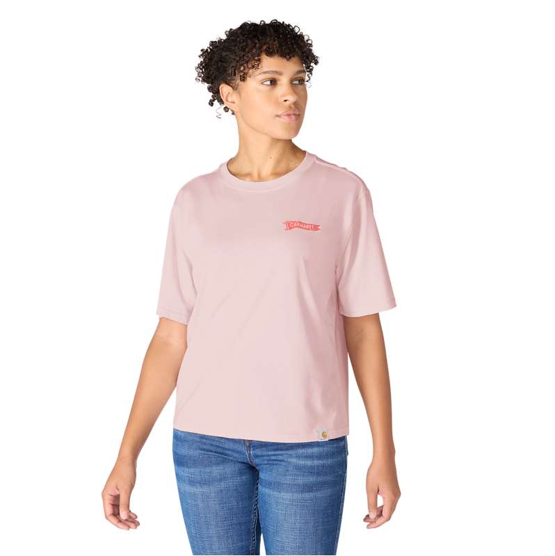 Carhartt  New Rose T-Shirt TENCEL™ Fiber Series mit Wimpel-Print und Loose Fit